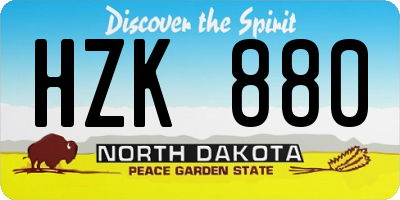 ND license plate HZK880