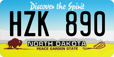 ND license plate HZK890