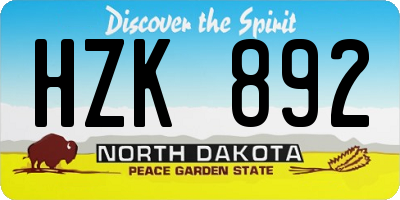 ND license plate HZK892