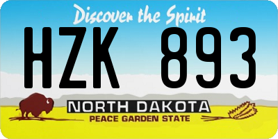 ND license plate HZK893