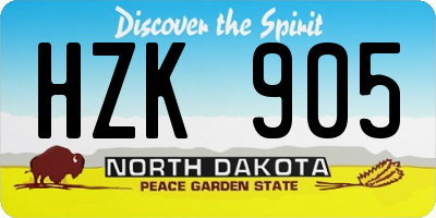 ND license plate HZK905