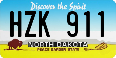 ND license plate HZK911
