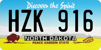 ND license plate HZK916