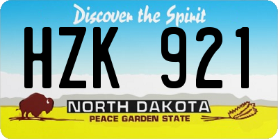 ND license plate HZK921