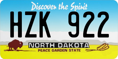 ND license plate HZK922