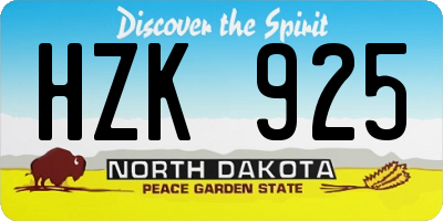 ND license plate HZK925