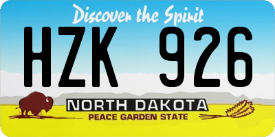 ND license plate HZK926