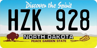 ND license plate HZK928