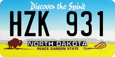 ND license plate HZK931