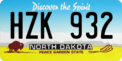 ND license plate HZK932