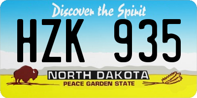 ND license plate HZK935