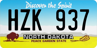 ND license plate HZK937