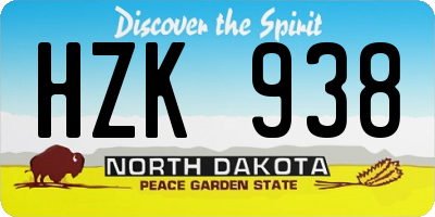 ND license plate HZK938