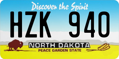 ND license plate HZK940