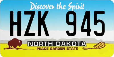 ND license plate HZK945