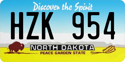 ND license plate HZK954