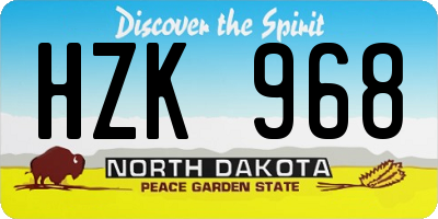ND license plate HZK968