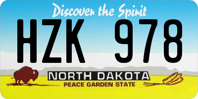 ND license plate HZK978