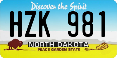 ND license plate HZK981