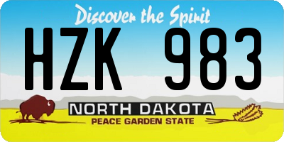 ND license plate HZK983