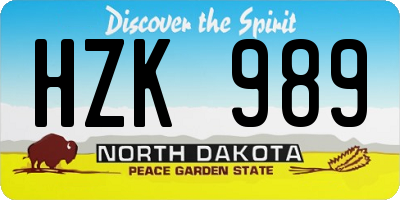 ND license plate HZK989