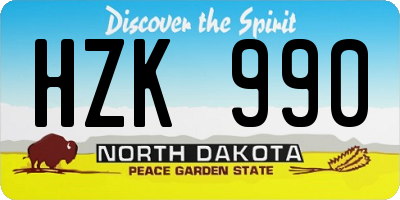 ND license plate HZK990