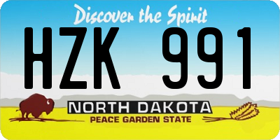 ND license plate HZK991