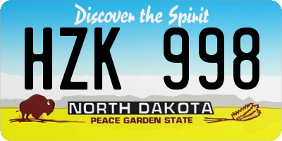 ND license plate HZK998