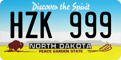 ND license plate HZK999