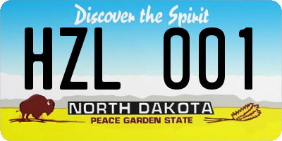 ND license plate HZL001