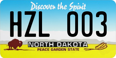 ND license plate HZL003