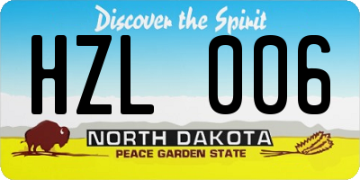 ND license plate HZL006