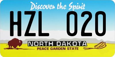 ND license plate HZL020