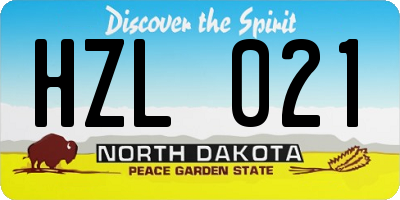 ND license plate HZL021