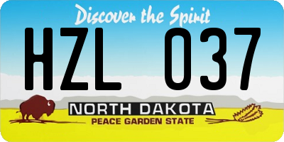 ND license plate HZL037