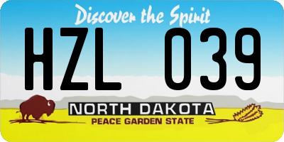 ND license plate HZL039
