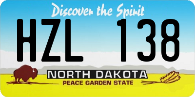 ND license plate HZL138