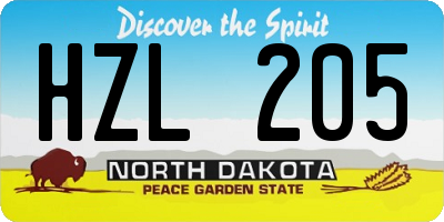 ND license plate HZL205