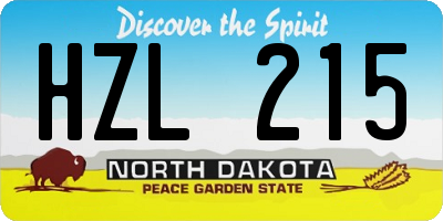 ND license plate HZL215