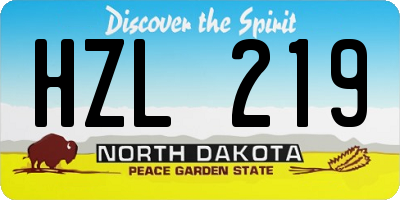 ND license plate HZL219