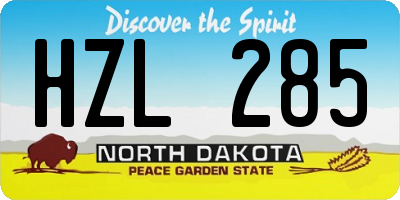 ND license plate HZL285
