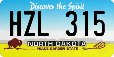 ND license plate HZL315