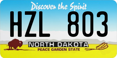 ND license plate HZL803