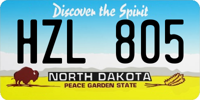 ND license plate HZL805