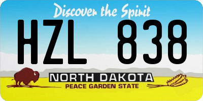 ND license plate HZL838