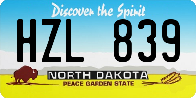 ND license plate HZL839