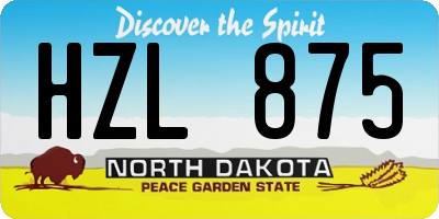 ND license plate HZL875