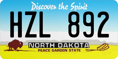 ND license plate HZL892