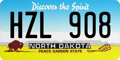 ND license plate HZL908