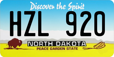 ND license plate HZL920
